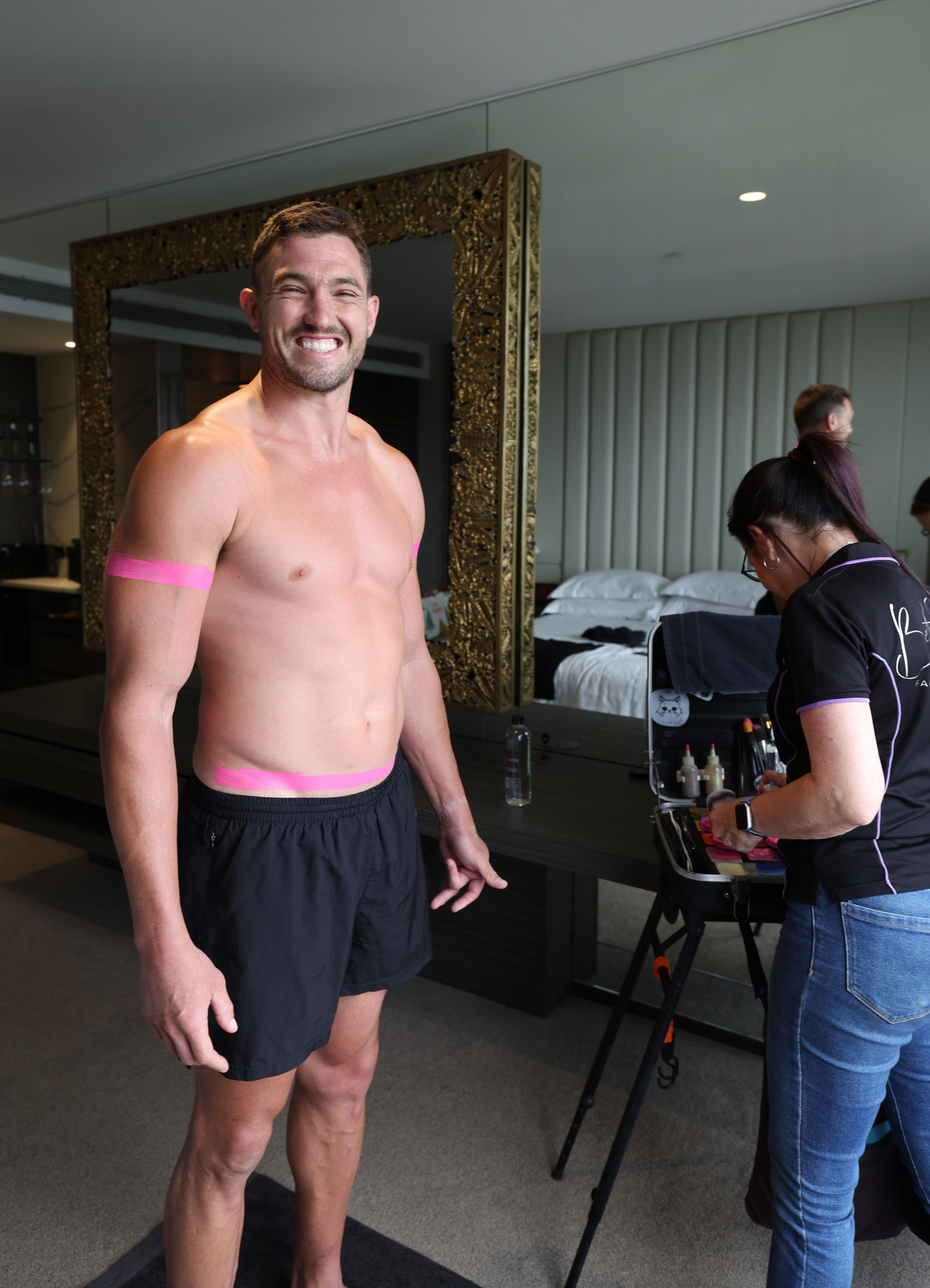 Corey oats before getting painted