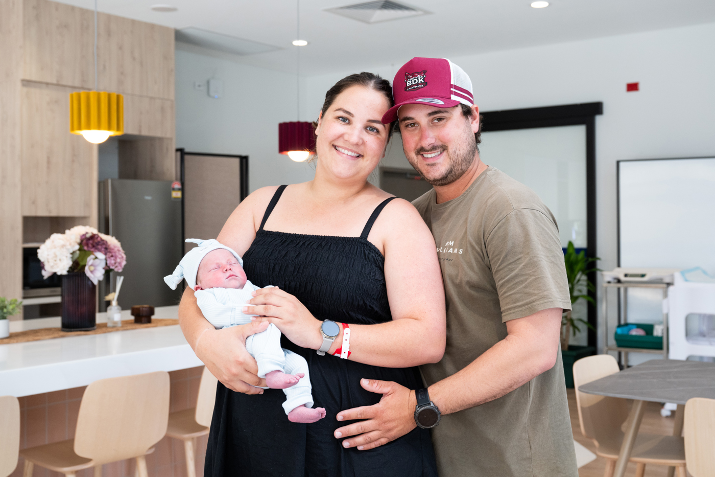 First-time mum Danae Katsaros with husband Ben and baby Billy at Mater Private Hospital Townsville